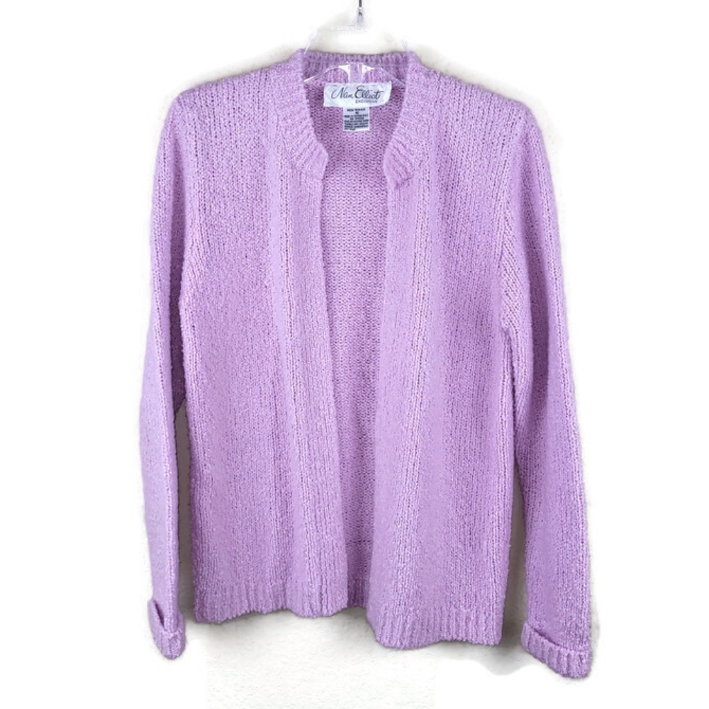 Purple Classic Knit Cardigan Sweater
